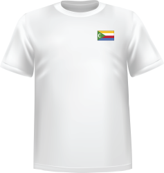 T-Shirt 100% coton blanc ATC avec le drapeau des Comores au coeur