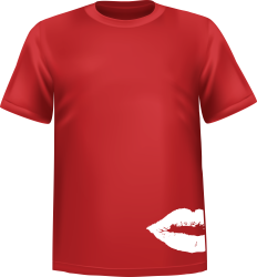 Red t-shirt 100% cotton ATC with Valentine's day kiss draw on left bottom side
