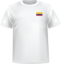T-Shirt 100% coton blanc ATC avec le drapeau de la Colombie au coeur