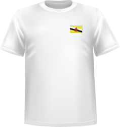 White t-shirt 100% cotton ATC with Brunei flag at chest