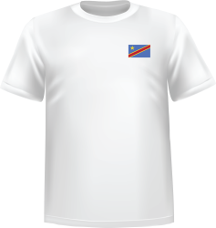 T-Shirt 100% coton blanc ATC avec le drapeau de la République démocratique du congo au coeur