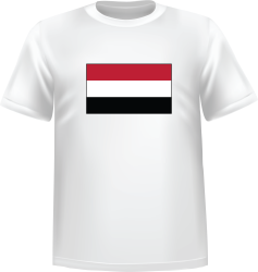 White t-shirt 100% cotton ATC with Yemen flag on front