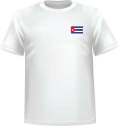 White t-shirt 100% cotton ATC with Cuba flag at chest