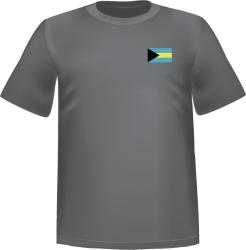 T-Shirt 100% coton gris ATC avec le drapeau des Commonwealth des Bahamas au coeur
