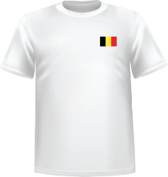 T-Shirt 100% coton blanc ATC avec le drapeau de la Belgique au coeur