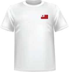 White t-shirt 100% cotton ATC with Tonga flag at chest