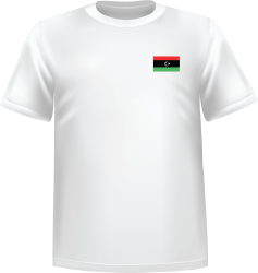 T-Shirt 100% coton blanc ATC avec le drapeau de la Libye au coeur