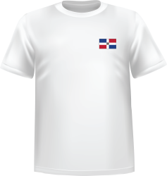 White t-shirt 100% cotton ATC with Dominican Republic flag at chest