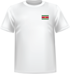 T-Shirt 100% coton blanc ATC avec le drapeau du Suriname au coeur