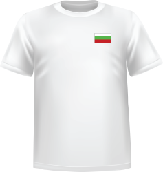 T-Shirt 100% coton blanc ATC avec le drapeau de la Bulgarie au coeur
