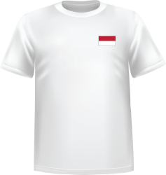 T-Shirt 100% coton blanc ATC avec le drapeau de l'Indonésie au coeur