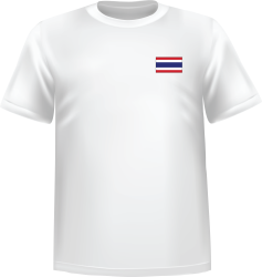 T-Shirt 100% coton blanc ATC avec le drapeau de la Thaïlande au coeur