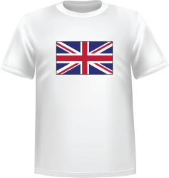 White t-shirt 100% cotton ATC with United kingdom flag on front