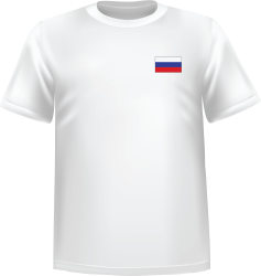 T-Shirt 100% coton blanc ATC avec le drapeau de Russie au coeur