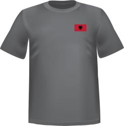 T-Shirt 100% coton gris ATC avec le drapeau d'Albanie au coeur