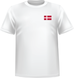 White t-shirt 100% cotton ATC with Denmark flag at chest