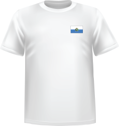 T-Shirt 100% coton blanc ATC avec le drapeau de Saint marin au coeur
