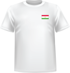 White t-shirt 100% cotton ATC with Tajikistan flag at chest