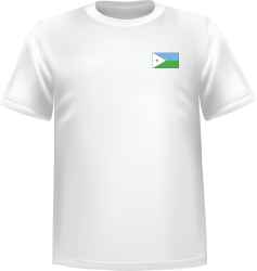 T-Shirt 100% coton blanc ATC avec le drapeau de Djibouti au coeur