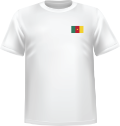 T-Shirt 100% coton blanc ATC avec le drapeau du Cameroun au coeur
