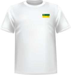 White t-shirt 100% cotton ATC with Saskatchewan flag at chest
