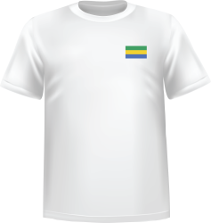 T-Shirt 100% coton blanc ATC avec le drapeau du Gabon au coeur
