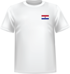 T-Shirt 100% coton blanc ATC avec le drapeau du Paraguay au coeur