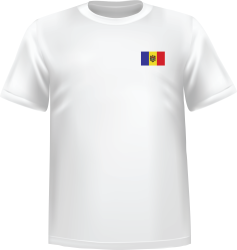 T-Shirt 100% coton blanc ATC avec le drapeau de la Moldavie au coeur