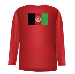 Red long sleeve with Afghanistan flag printed at back