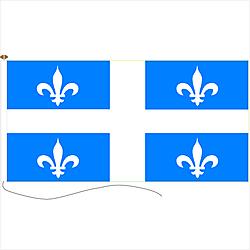 Québec flag with cord and wooden piece, size 36 x 72 inches