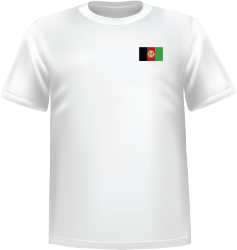 White t-shirt 100% cotton ATC with Afghanistan flag at chest