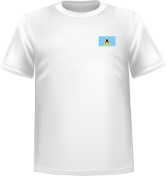 T-Shirt 100% coton blanc ATC avec le drapeau de Saint lucie au coeur