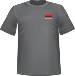 T-Shirt 100% coton gris ATC avec le drapeau de l'Arménie au coeur