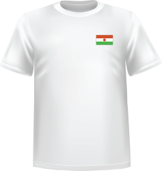 White t-shirt 100% cotton ATC with Niger flag at chest