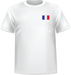 T-Shirt 100% coton blanc ATC avec le drapeau de la France au coeur
