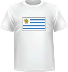 T-Shirt 100% coton blanc ATC avec le drapeau de l'Uruguay au devant centre