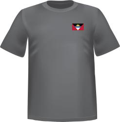 T-Shirt 100% coton gris ATC avec le drapeau de l'Antigua au coeur