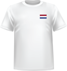 White t-shirt 100% cotton ATC with Netherlands flag at chest
