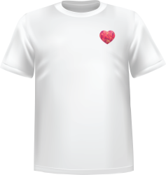 White t-shirt 100% cotton ATC with a Valentine's day heart at chest