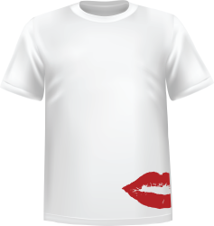 White t-shirt 100% cotton ATC with Valentine's day kiss draw on left bottom side