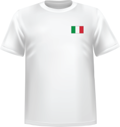 White t-shirt 100% cotton ATC with Italy flag at chest