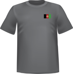 Grey t-shirt 100% cotton ATC with Afghanistan flag at chest