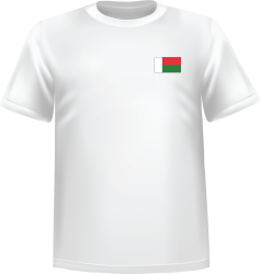 T-Shirt 100% coton blanc ATC avec le drapeau de Madagascar au coeur