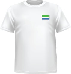 T-Shirt 100% coton blanc ATC avec le drapeau de Sierra leone au coeur
