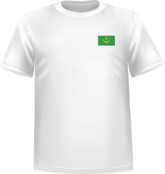 T-Shirt 100% coton blanc ATC avec le drapeau de la Mauritanie au coeur