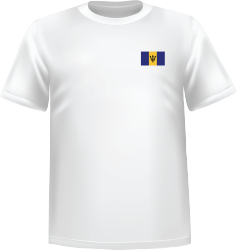 T-Shirt 100% coton blanc ATC avec le drapeau de la Barbade au coeur