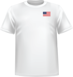 T-Shirt 100% coton blanc ATC avec le drapeau des États-Unis d'Amérique au coeur