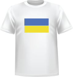 T-Shirt 100% coton blanc ATC avec le drapeau de l'Ukraine au devant centre