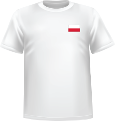 White t-shirt 100% cotton ATC with Poland flag at chest
