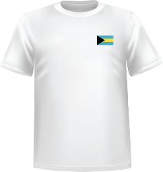 T-Shirt 100% coton blanc ATC avec le drapeau des Commonwealth des Bahamas au coeur